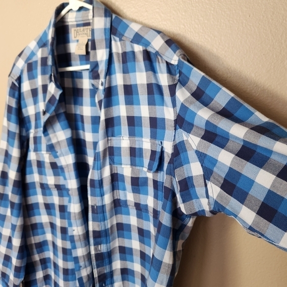 Duluth Trading Co Mens Crosscut Performance Blue Plaid Flannel Shirt-Size L - Picture 8 of 13
